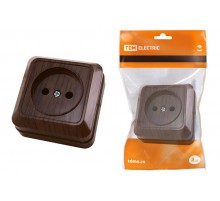 Розетка 2П открытой установки IP20 10А 250В (керамика) бук "Ладога"  SQ1801-0310  TDM
