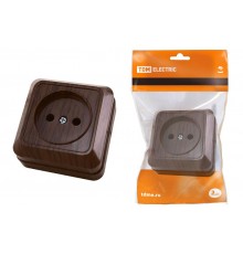 Розетка 2П открытой установки IP20 10А 250В (керамика) бук "Ладога"  SQ1801-0310  TDM