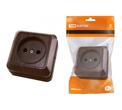 Розетка 2П открытой установки IP20 10А 250В (керамика) бук "Ладога"  SQ1801-0310  TDM