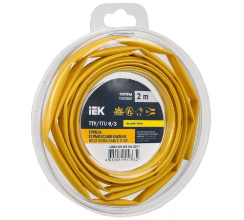 Трубка термоусадочная ТТУ нг-LS 6/3 желтая (2м/упак) IEK  UDR12-006-003-002-K05-T  IEK