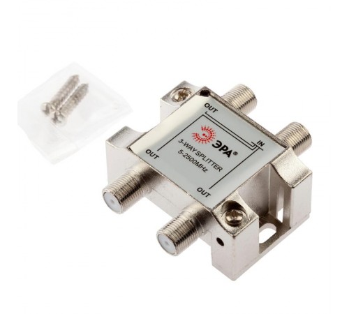 Делитель ТВ   D-F-SAT-03 3 ответвления под F разъём 5-2500 МГц  Б0048327  ЭРА