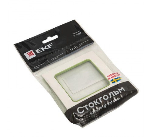 Стокгольм Рамка 1-местная белая с линией цвета зеленый PROxima  EXM-G-302-20  EKF