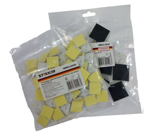 Площадка самоклеющаяся 20*20 мм, под хомуты, белый (100шт в упак)  32931  STEKKER