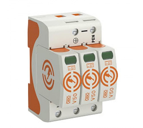 Устройства защиты от импульсных перенапряжений УЗИП для силовых сетей 3 пол. (Класс I+II), 320 В (V50-3-320)  5093542  OBO Bettermann