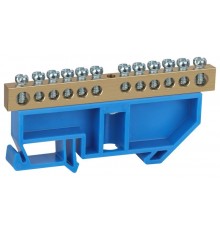 Шина PE "земля" на DIN-изол ШНИ-8х12-12-Д-синий NO-222-53 Б0033433  ЭРА