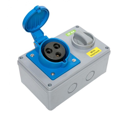 Розетка с блокировкой и выключателем 1423 2Р+РЕ 32А 220В IP44 EKF  ps-1423-32-220  EKF