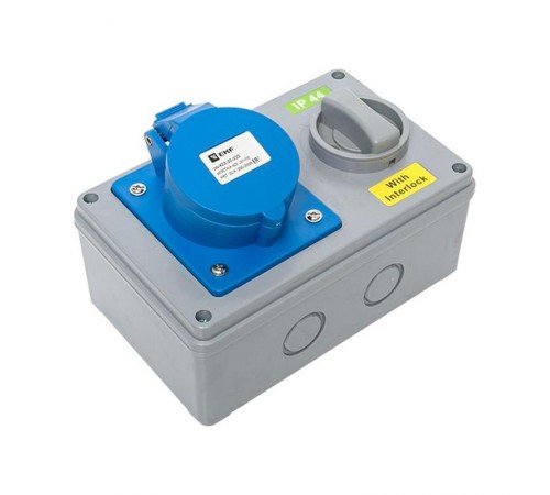 Розетка с блокировкой и выключателем 1423 2Р+РЕ 32А 220В IP44 EKF  ps-1423-32-220  EKF