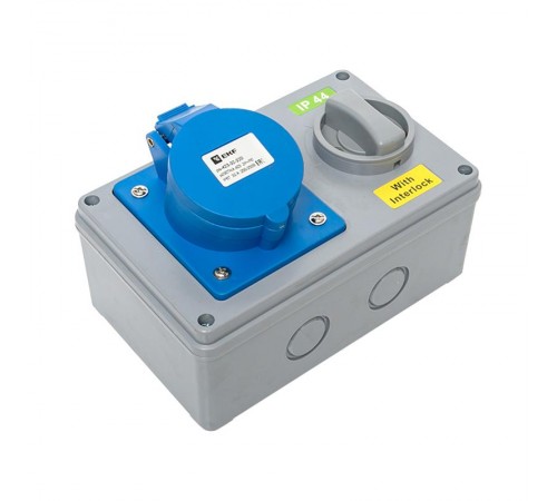 Розетка с блокировкой и выключателем 1423 2Р+РЕ 32А 220В IP44 EKF  ps-1423-32-220  EKF