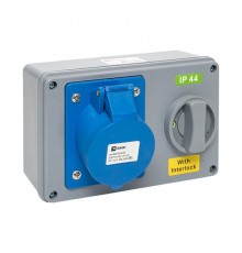 Розетка с блокировкой и выключателем 1423 2Р+РЕ 32А 220В IP44 EKF  ps-1423-32-220  EKF