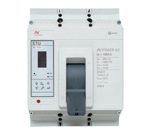 Выключатель автоматический AV POWER-5/3 1000А 70kA ETU6.0 AVERES  mccb-53-1000M-6.0-av  EKF