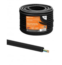 Электротруба гофрированная ПНД d20черн., с кабелем ВВГ-Пнг(А)-LS 3х2,5ок(N,PE)-0,66 ГОСТ (100 м)  SQ0140-1102  TDM