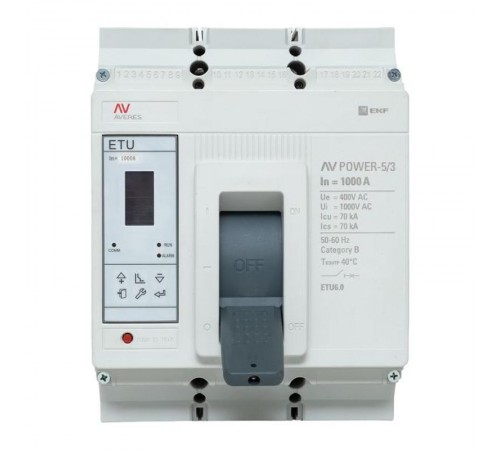 Выключатель автоматический AV POWER-5/3 1000А 70kA ETU6.0 AVERES  mccb-53-1000M-6.0-av  EKF