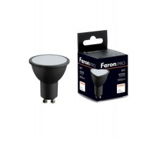Лампа светодиодная, (8W) 230V GU10 4000K MR16 в черном корпусе, LB-1608  48959  FERON