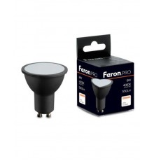 Лампа светодиодная, (8W) 230V GU10 4000K MR16 в черном корпусе, LB-1608  48959  FERON
