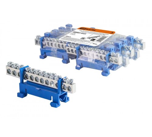 Шина "N" нулевая с изолятором на DIN-рейку 6x9мм стойка мал. 12 групп никелированная  SQ0801-0323  TDM