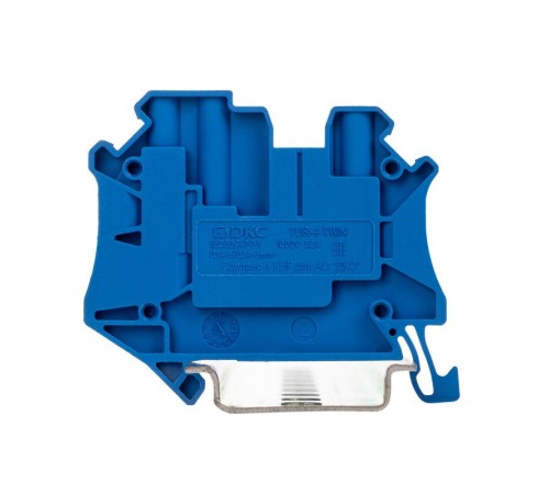 Клемма проходная, винтовой зажим, 3 точки подключения, 4 кв.мм, синяя  TUR-4-TWIN-BU  DKC