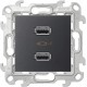 Simon 24 Графит Зарядное устройство розетка 2хUSB  2411096-038  Simon