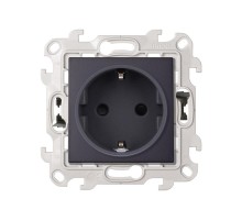 Simon 24 Графит Розетка 2К+З со шторками Push&Go  2420432-038  Simon