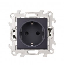 Simon 24 Графит Розетка 2К+З со шторками Push&Go  2420432-038  Simon