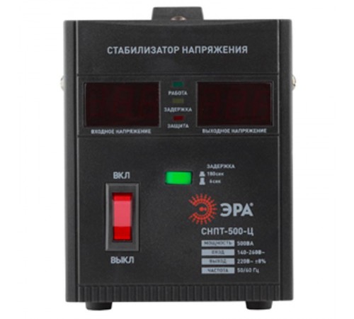 Стабилизатор напряжения СНПТ-500-Ц   переносной, ц.д., 140-260В/220/В, 500ВА (8/144) Б0020157  ЭРА