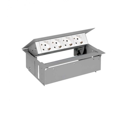 Simon S400 Врезной розеточный блок с крышкой и мет. вводом, 4x2P+E, алюминий, Simon 400  45404000-133  Simon