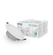 Светильник  Basic Downlight круг 9W 720lm 4000K 185-250V IP54 110*44 белый LED 1/40  9033420209  Gauss