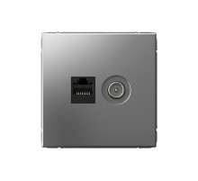 ArtGallery Сталь Розетка двойная TV + компьютерная RJ45, кат. 5Е  GAL000989  SE