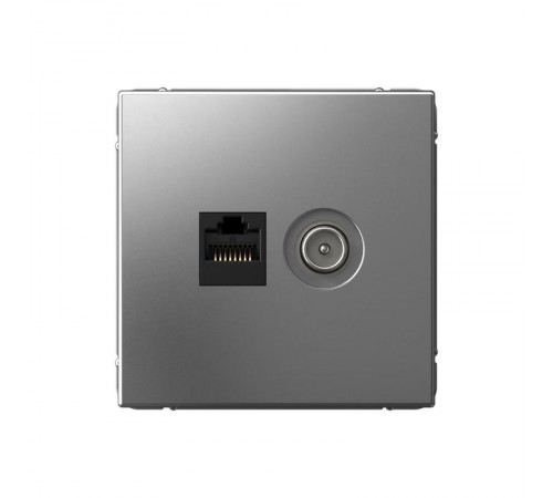 ArtGallery Сталь Розетка двойная TV + компьютерная RJ45, кат. 5Е  GAL000989  SE