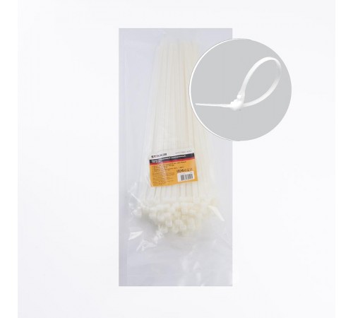 Хомут нейлоновый многоразовый 8x400 мм , белый (100шт в упак)  39085  STEKKER