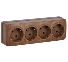 РС24-3-ХД Розет. 4-ая с з/к о/у 16А GLORY дуб  ERH41-K24-16  IEK