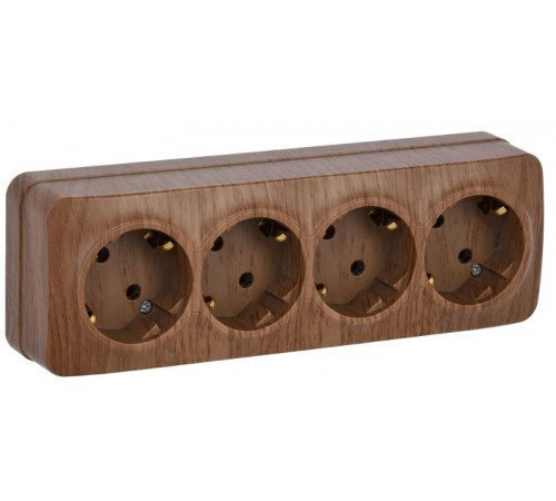 РС24-3-ХД Розет. 4-ая с з/к о/у 16А GLORY дуб  ERH41-K24-16  IEK