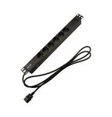 Блок распр. питания для 19" шкафов, горизонтальный, 6 розеток СЕЕ 7/4, 10A  04-0301-1  REXANT