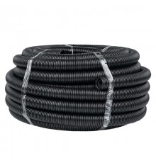 Труба гибкая гофрированная ПНД 40мм с протяжкой Plast (25м) черный  tpnd-40n  EKF