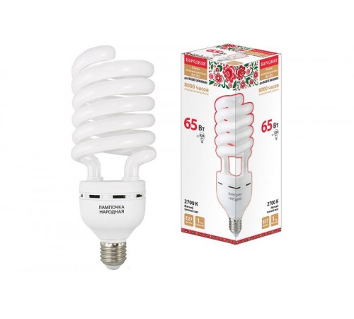 Лампа энергосберегающая КЛЛ  65Вт Е27 827 cпираль НЛ-HS  SQ0347-0040  TDM