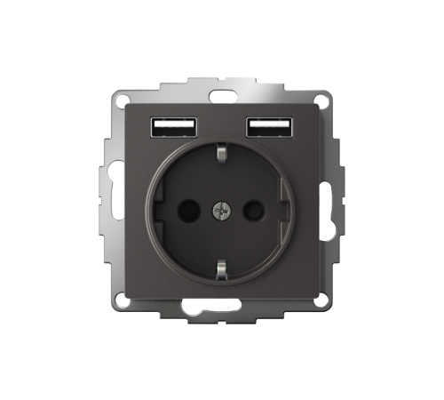 AtlasDesign Базальт Розетка 16А с 2 USB A+A, 5В/2,4А, 2х5В/1,2А, механизм  ATN001430  SE