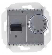 Simon 15 Алюминий Регулятор для тёплого пола, с зондом, 16А, 230В, 3600Вт, 5-40град, IP20  1591775-033  Simon