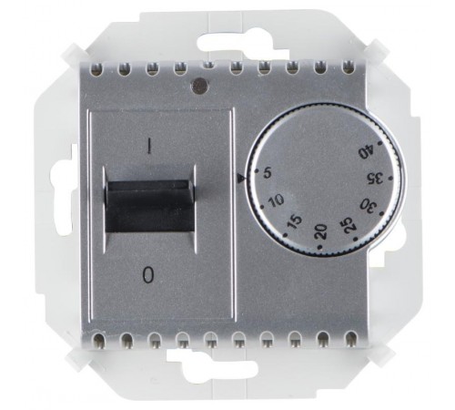 Simon 15 Алюминий Регулятор для тёплого пола, с зондом, 16А, 230В, 3600Вт, 5-40град, IP20  1591775-033  Simon