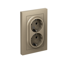 AtlasDesign Шампань Розетка 2-ая с заземлением, со шторками, 16А, (в сборе с рамкой)  ATN000526  SE