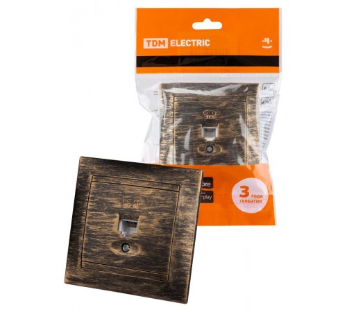 Розетка телефонная RJ11 старинная бронза "Лама"  SQ1815-0756  TDM