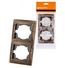 Рамка 2-х постовая вертикальная старинная бронза "Лама"  SQ1815-0779  TDM