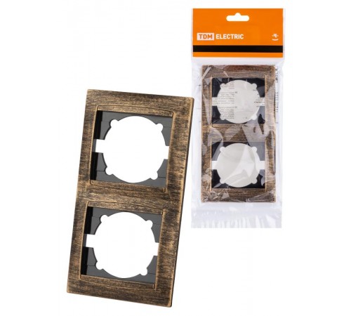 Рамка 2-х постовая вертикальная старинная бронза "Лама"  SQ1815-0779  TDM