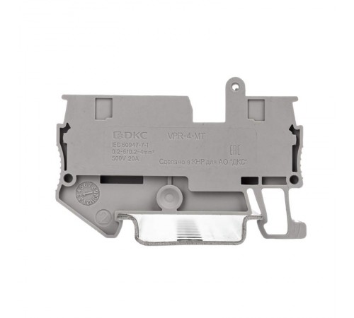 Клемма с размыкателем, зажим push-in, 2 точки подключения, 4 кв.мм, серая  VPR-4-TG  DKC