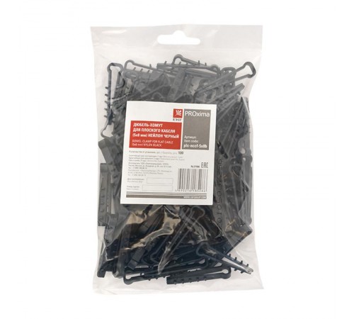 Дюбель-хомут для плоского кабеля (5-8мм) нейлон черный (100шт.) EKF PROxima  plc-nccf-5x8b  EKF