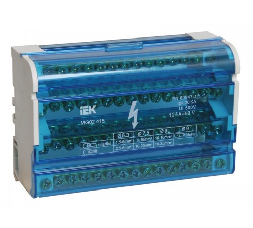 Шины на DIN-рейку в корпусе (кросс-модуль) 3L+PEN 4х15   YND10-4-15-125  IEK