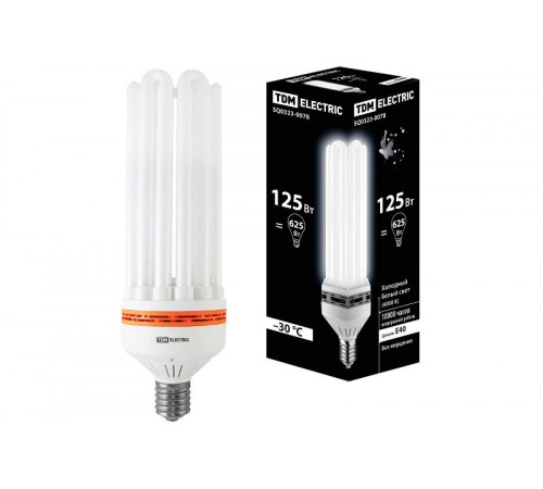 Лампа энергосберегающая КЛЛ-6U-125 Вт-4000 К-Е40 (105х355 мм)  SQ0323-0078  TDM