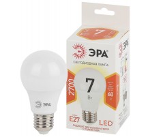 Лампа светодиодная LED A60-7W-827-E27 Лампы СВЕТОДИОДНЫЕ СТАНДАРТ ЭРА (диод, груша, 7Вт, тепл, E27)  Б0029819  ЭРА