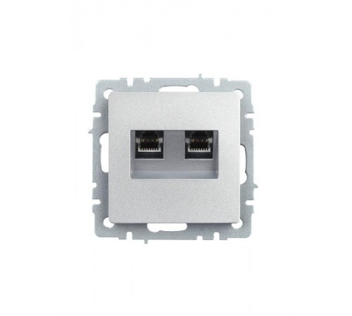 BRITE Розетка двойная RJ11+RJ45 кат.5E РК/Т12-БрА алюминий  BR-KT20-O-1-K47  IEK