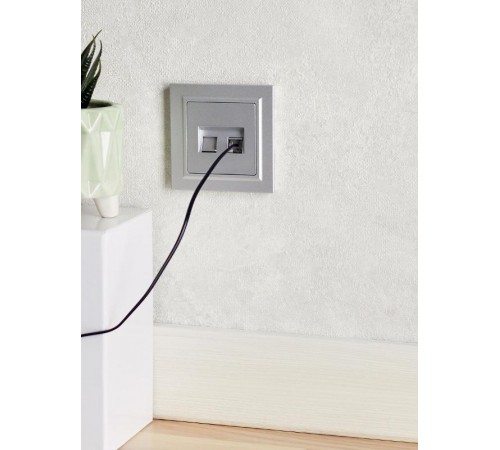 BRITE Розетка двойная RJ11+RJ45 кат.5E РК/Т12-БрА алюминий  BR-KT20-O-1-K47  IEK