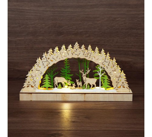 Деревянная фигурка с подсветкой Семейство оленей 30х5х15,7 см  504-026  NEON-NIGHT