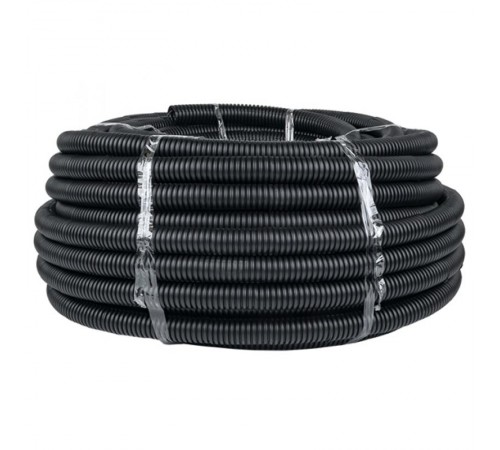 Труба гибкая гофрированная ПНД 32мм с протяжкой Plast (50м) черный  tpnd-32n  EKF